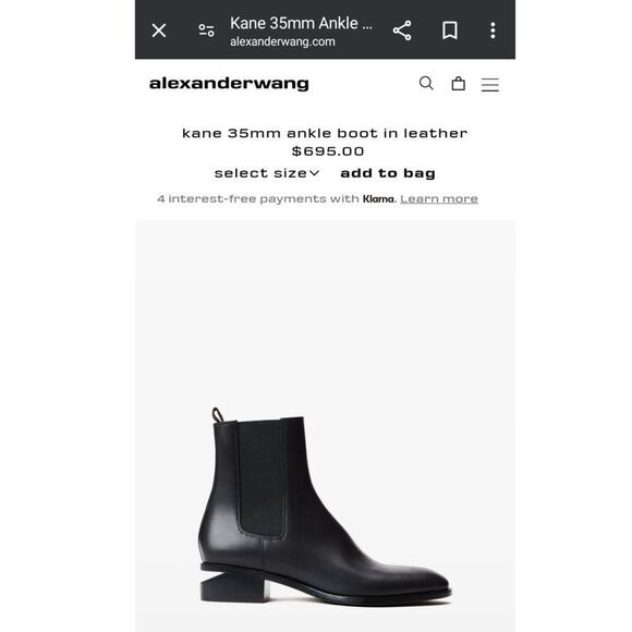 ALEXANDER WANG Kori Black Leather Chrome Cut Ankle Boot Size 39.5 EU Size 9.5 US - Picture 12 of 12